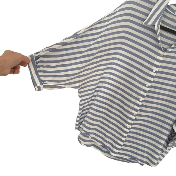 APRICOT Striped Button Front Dolman Sleeve Blouse Blue White XL - Picture 3 of 6